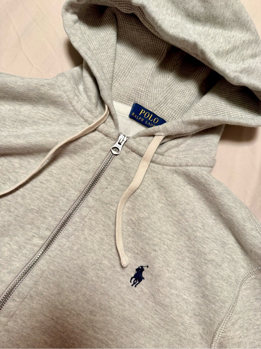 Ralph Lauren Light Gray Full-Zip Hoodie Sweater